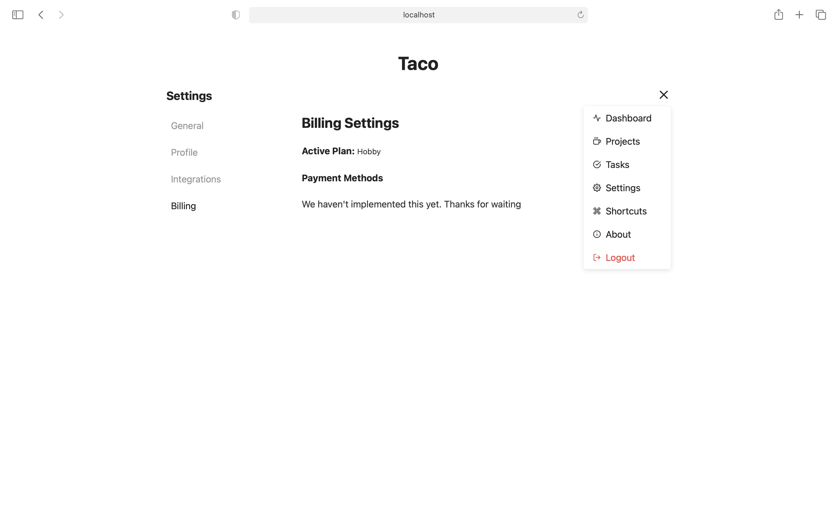 Preview Setting Profile Taco